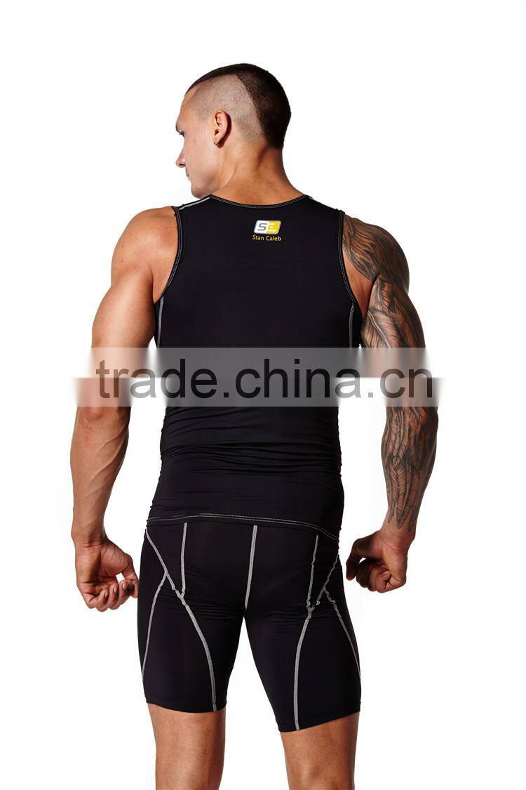 Custom Men's Compression Vest Fitness tights Bodybuilding tights Keeping Fit tights Gym tights Slim fitting Spandex underwear