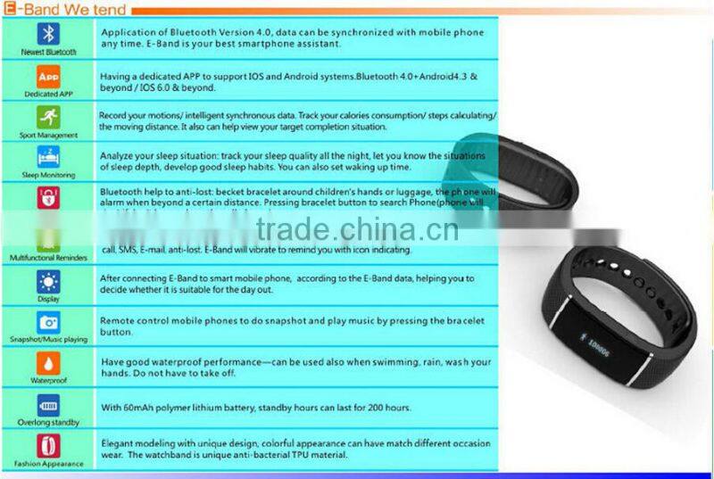 S55 bluetooth bracelet with Pedometer function; smart watch for Smart phone accessories--Bluetooth bracelet