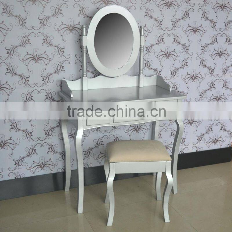 Bedroom furniture new classical wooden silver dressing table with cabinet