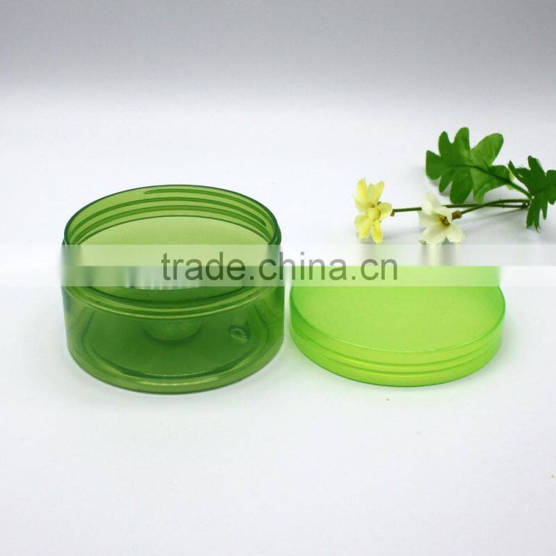 PET 250ml green clear plastic jar with screw cap