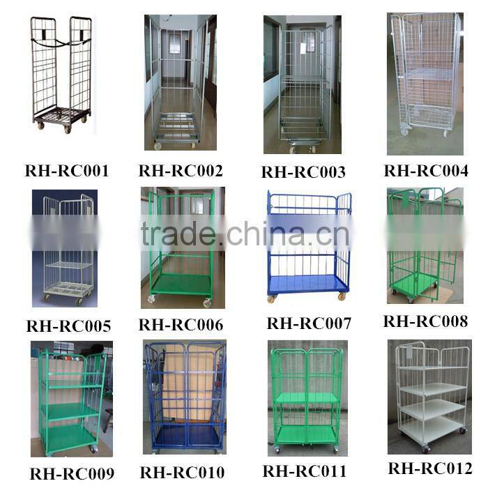 RH-RC004-1 4 Sides Closed Nesting Steel Logistic Cart Trolley