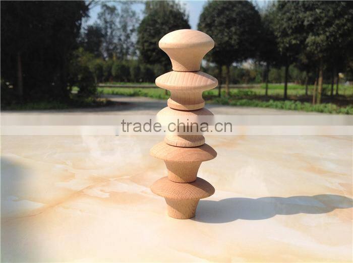 Unfinished small round wooden cabinet door knob