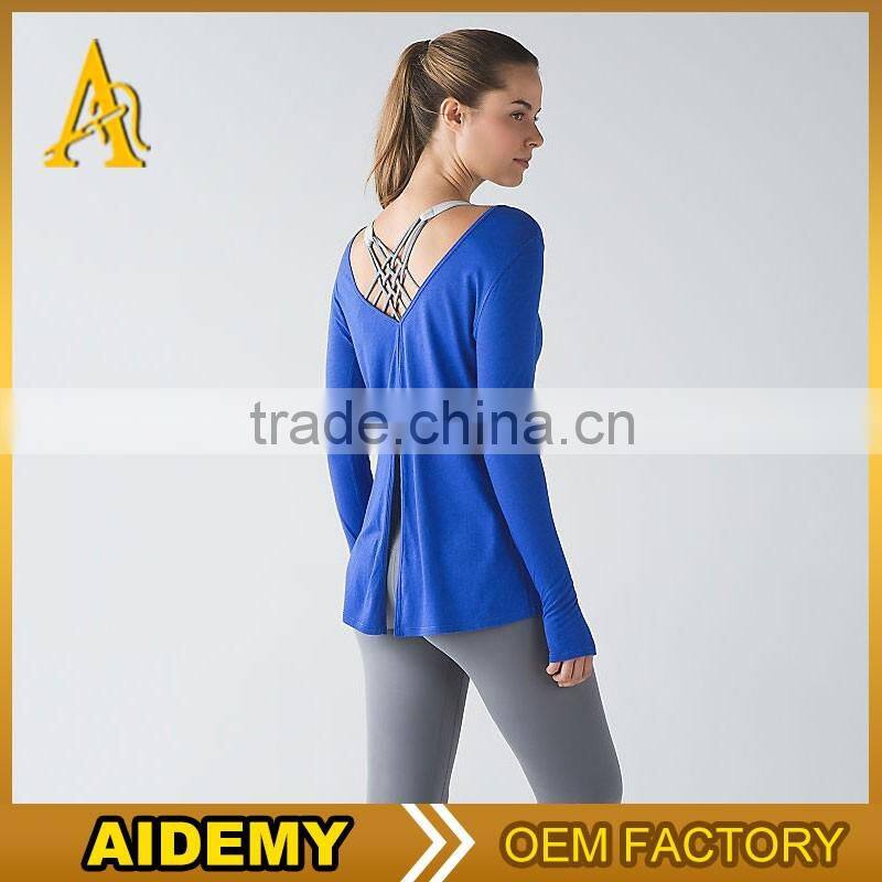 Custom new products dry fit womens yoga tee elegant sports apparel wholesale t shirt