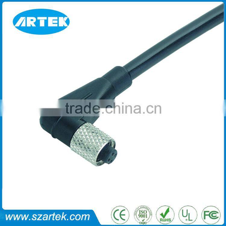 90 degree 4pin female m5 molded waterproof connector cable