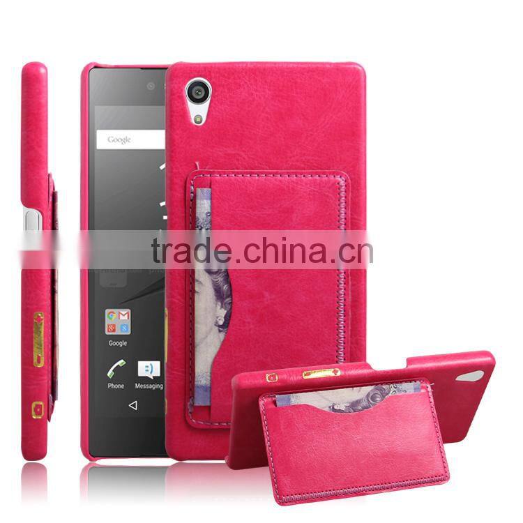 New arrival PC+PU Leather credit card holder case leather case for sony xperia z5 premium wholesale