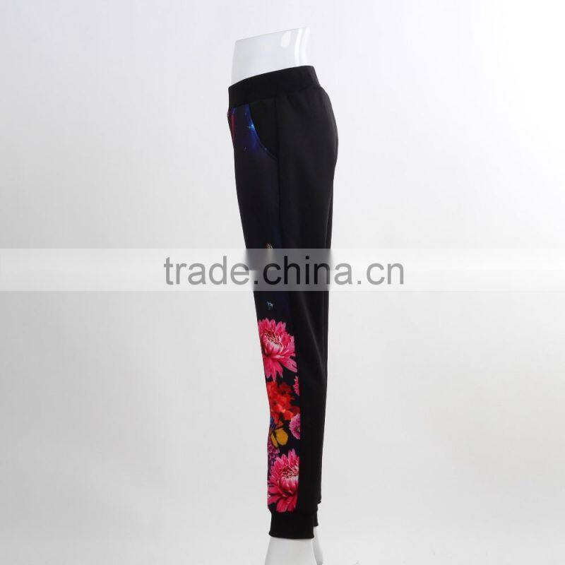 F5W30177 Women Fashion Jogger Pants Wholesale Cheap 100% Cotton Pants Printing