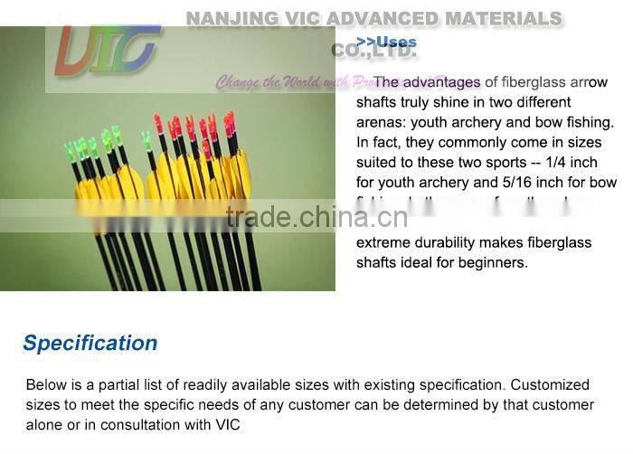 Factory Wholesale 7mm Fiberglass Arrow Shafts