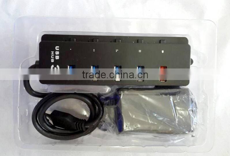 Super Speed usb 3.0 hub, 5 port usb 3.0 hub with individual on/off switches , 4 port USB HUB +1 quick charging port