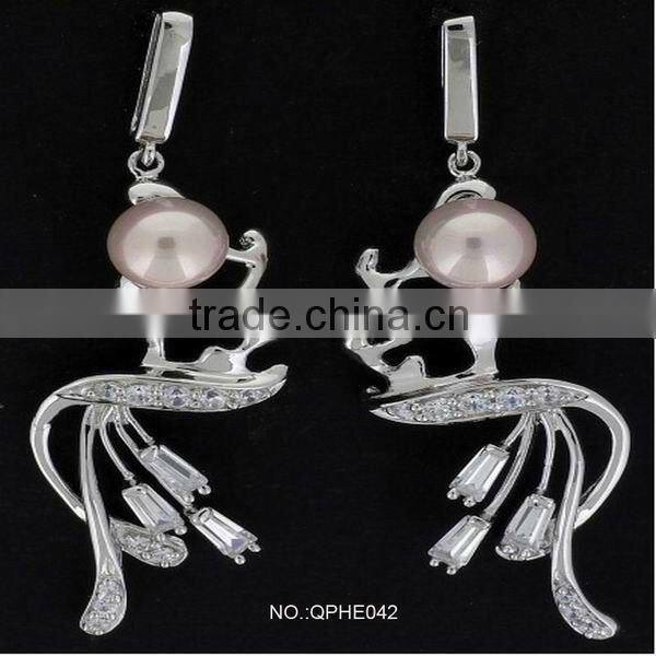 animal style popular design 925 sterling silver with cz earring QHBE041