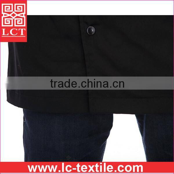 Personalized design availabe factory direct sell black chef uniform with Roll sleeves design(LCTU0010)