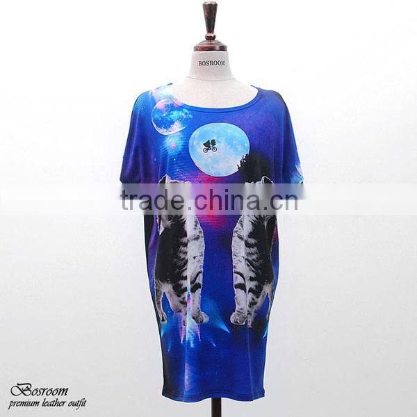 SUMMER WEAR Women's digital t-shirt in galaxy print top batwing tee