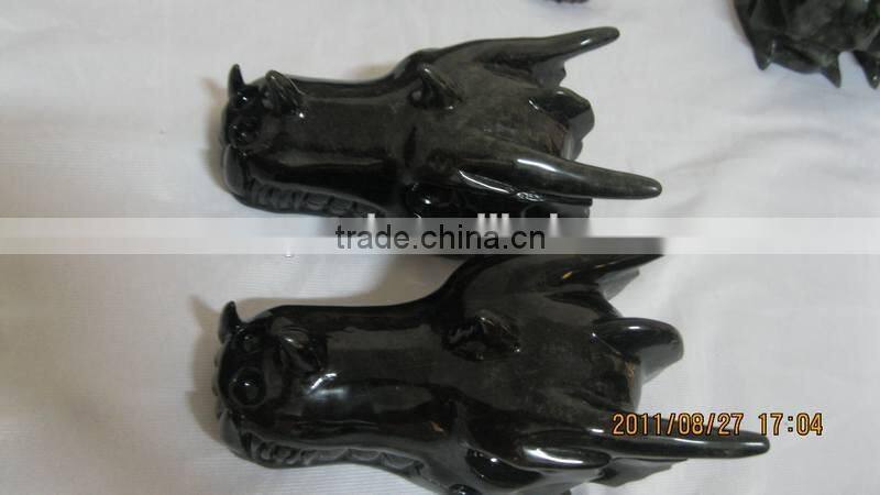 Nature raw onyx dragon skull head for sale