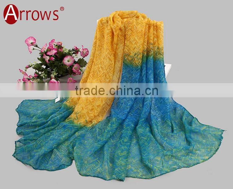 Gradient Color Simple and Fancy Voile Stoles Scarf Shawls for Women Ladies Girls All Year Applicable