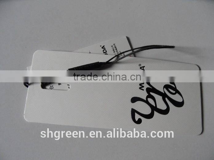 Pure white matte paper swing tag with safely pin