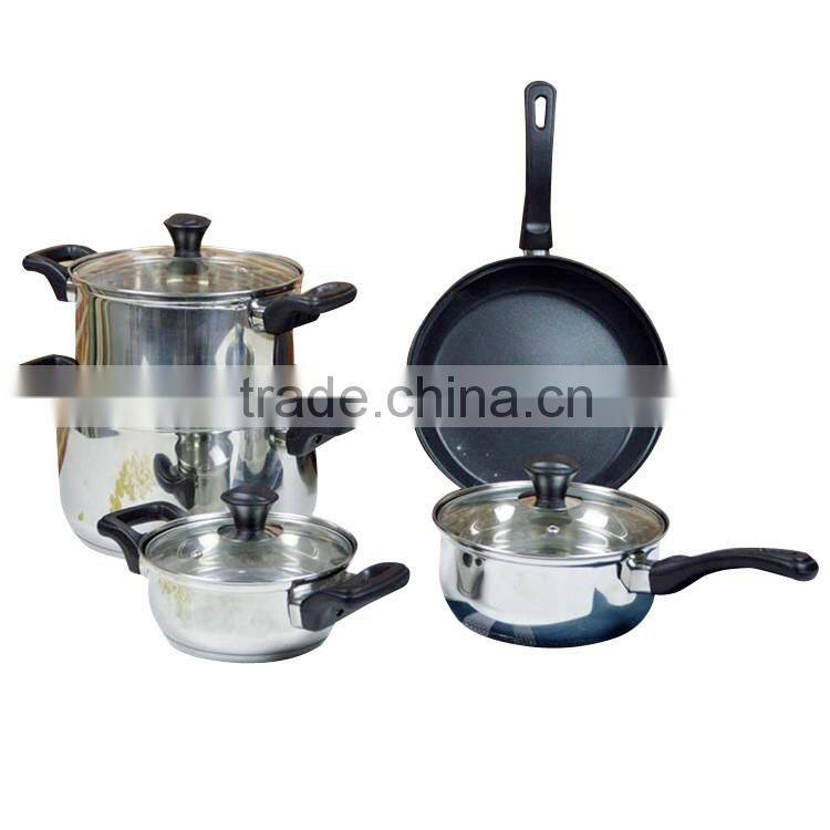 9pcs cooking frypa, cassorle, saucepan stainless steel non-stick cookware set for ceramic cooker