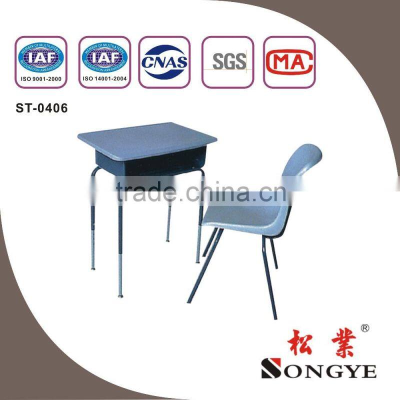 (M1)Cheap plastic steel tube school writing chairs with board,school desk and school chair ,school furniture