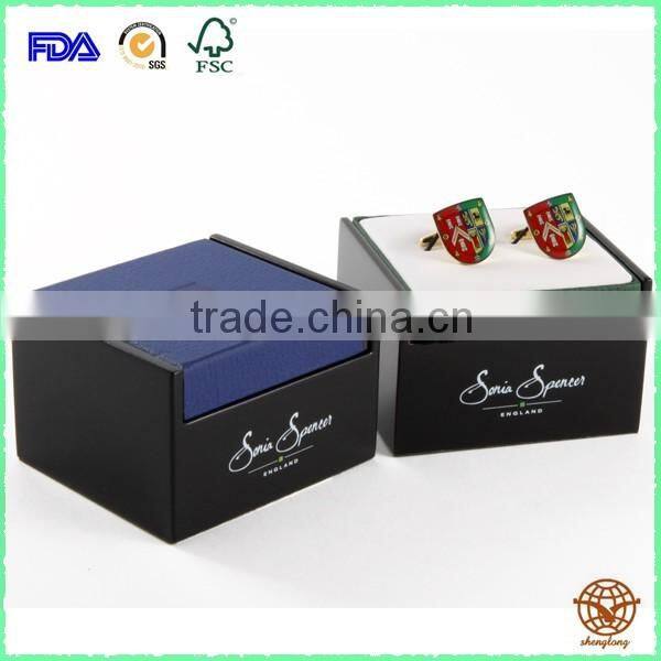Custom Made Logo Printed Cufflink cardboard Jewelry box ,Top quality two piece Cufflink Jewelry Box