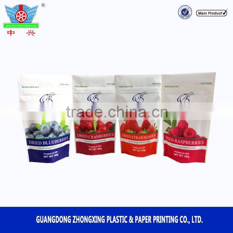 Customized food packing pouch stand up packaging foil sachet