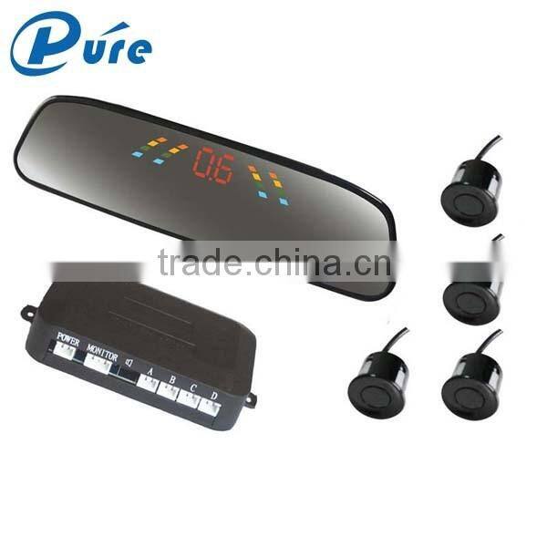 High quality led display rear view mirror car parking sensor system with 4 sensors