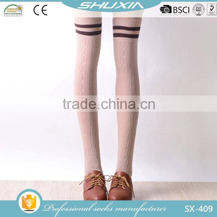 SX-409 cheap knee high socks young woman cute teen girl cartoon tube socks Japanese style nylon and silk foot sexy stockings