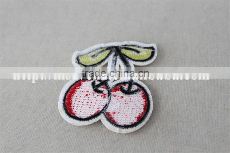 beautiful 5*5 cm embroidery mini cherry printting design trim custom leather patch