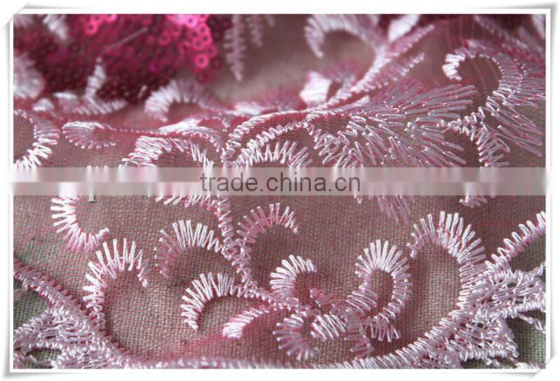 2016 Hot sale treedy flower poly embroidery guipure lace fabric for new dress