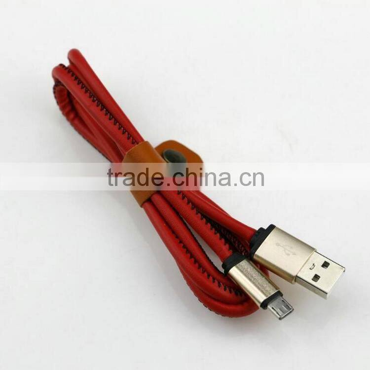 High Quality Colorful Leather Micro USB Data Line Charger Cable For Iphone5s 6 6splus Android Phones