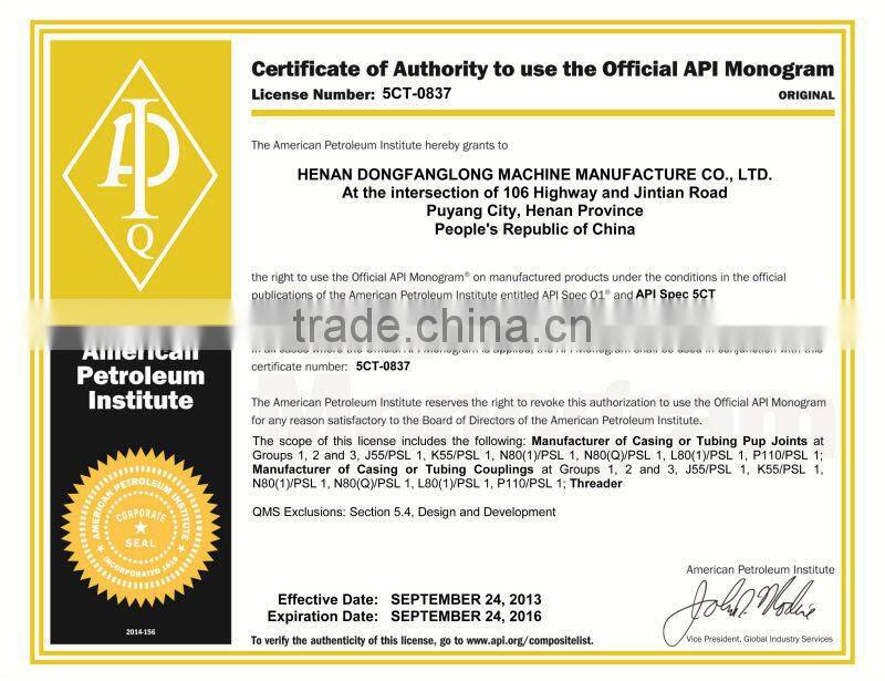 API 5CT 2 7/8EU tubing couping made in china