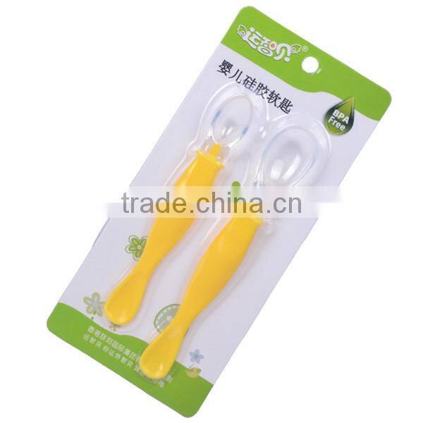 Eco-friendly cartoon baby silicone spoon with lovely cartoon