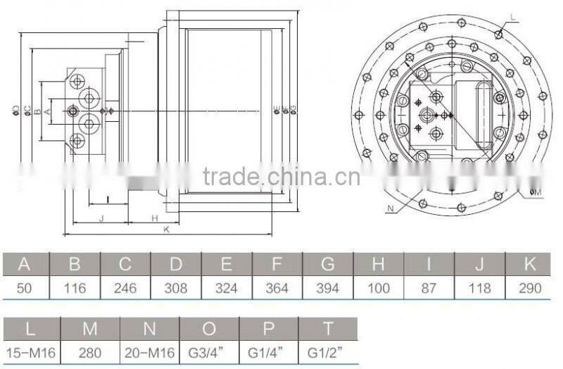 Hydraulic Travel Motor, Final Drive 12 Ton