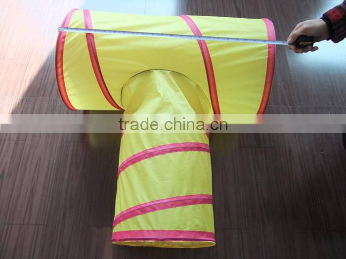 Yellow OEM Playing Cat Folding Tunnel Outdoor Pet Tunnel Cat Tunnel