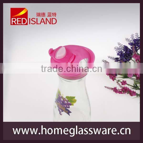 1L glass water bottle with lid, juice bottle