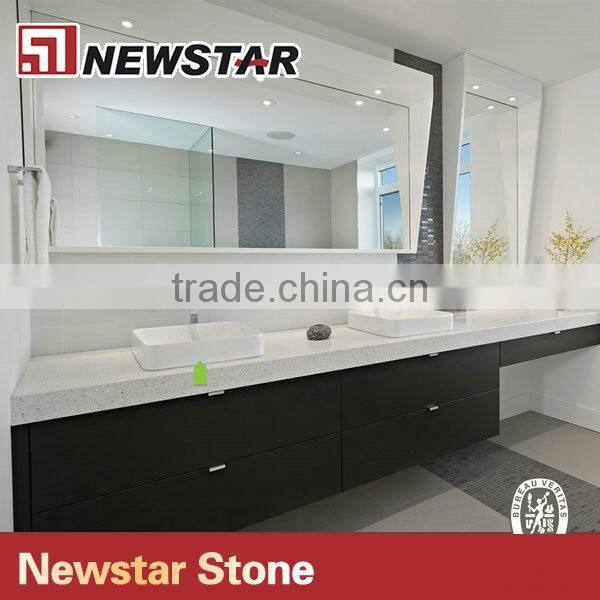 Newstar double sink bathroom vanity top,quartz surface