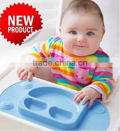 Silicone Mini Portable Baby Suction Plate & Placemat In One With Lid