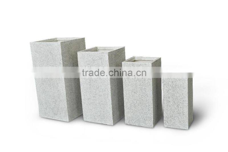 Black And White Sandstone Square Decoration Pot