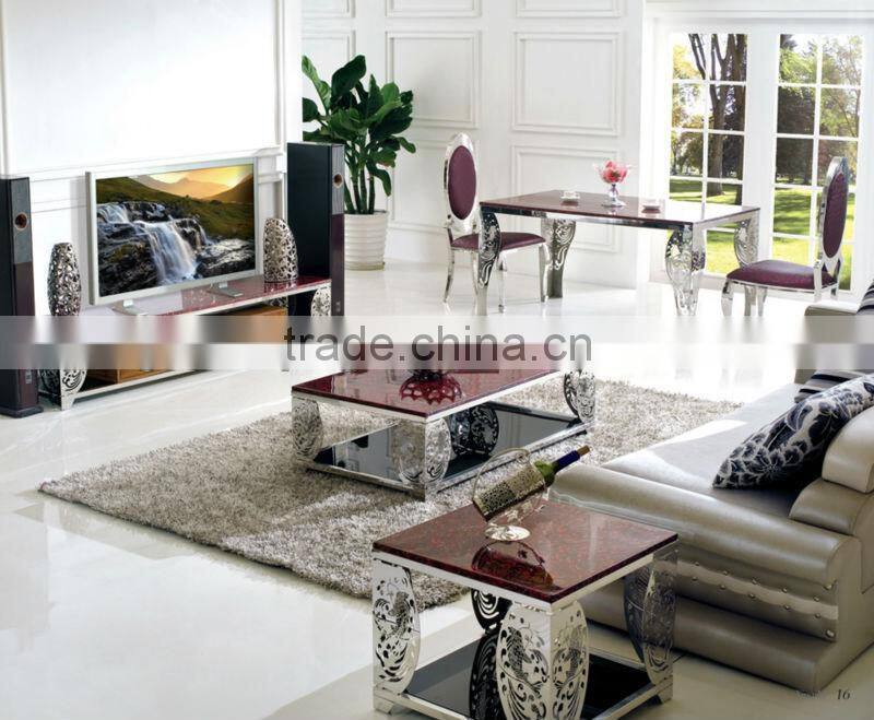 Cheap stainless steel marble top tv stand E348