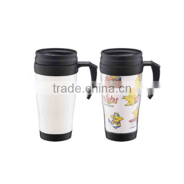 14oz Custom plastic travel mug with handle