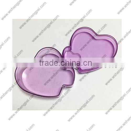 Cleverish portable cute purple heart-shaped plastic storage jewelry wedding box kit