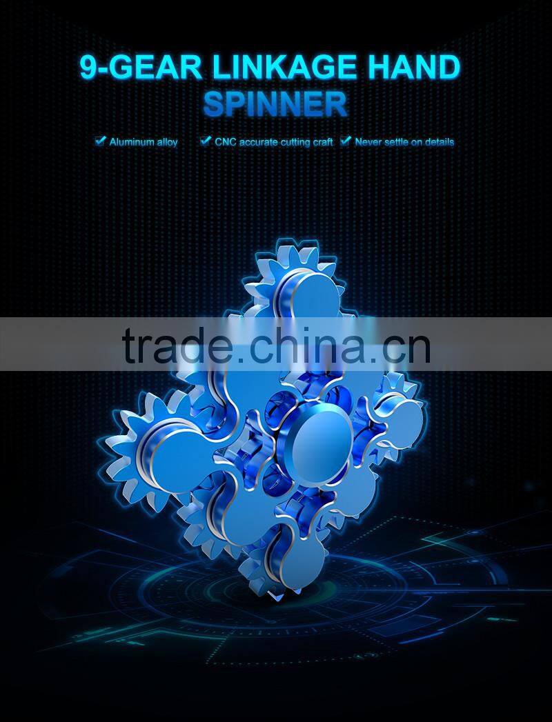 RGKNSE 9 Gear Linkage Hand Spinner 188 Bearing Metal Fidget Spinner Mix Color Match Aluminum alloy Fidget Toy Wind Spinner