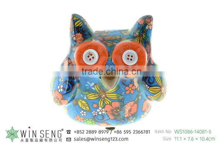 coin holder owl shape flower patterns ceramic animal piggy bank for decoration