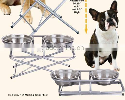 3 Tier Height Adjustable Stainless Steel Pet Feeder with 2 Quart Size Bowls