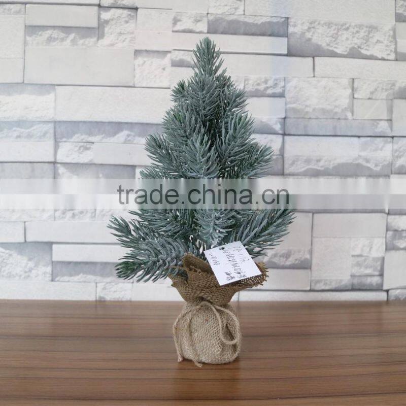 White flocked mini burlap pine tree