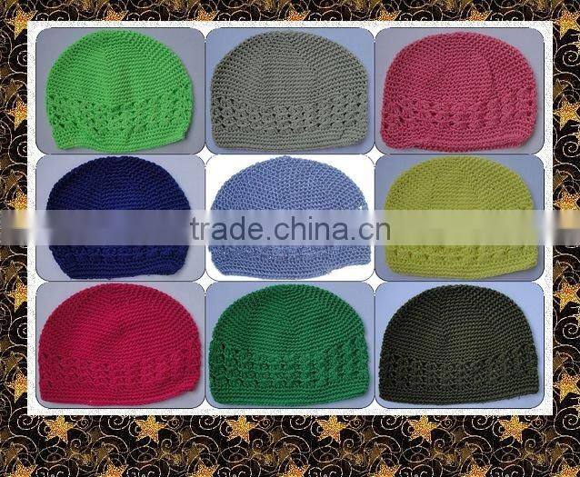 Hot Sale Kufi Hat Withe Flowers Crochet Beanie Hat For Baby Wholesale Cotton Baby Beanies