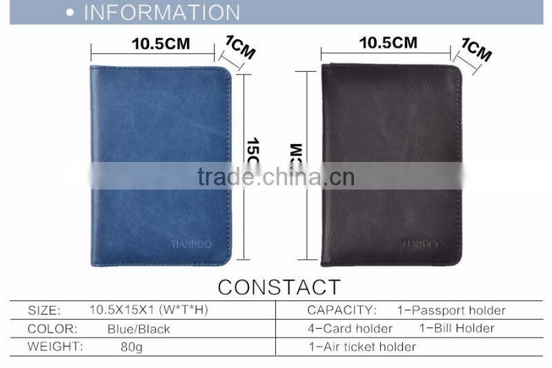 Wholesale custom high quality leather travel rfid passport holder