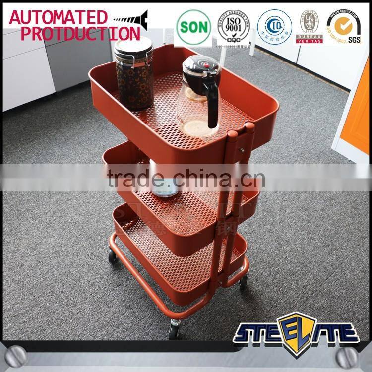 4 wheels kitchen trolley designs with rack storage basket