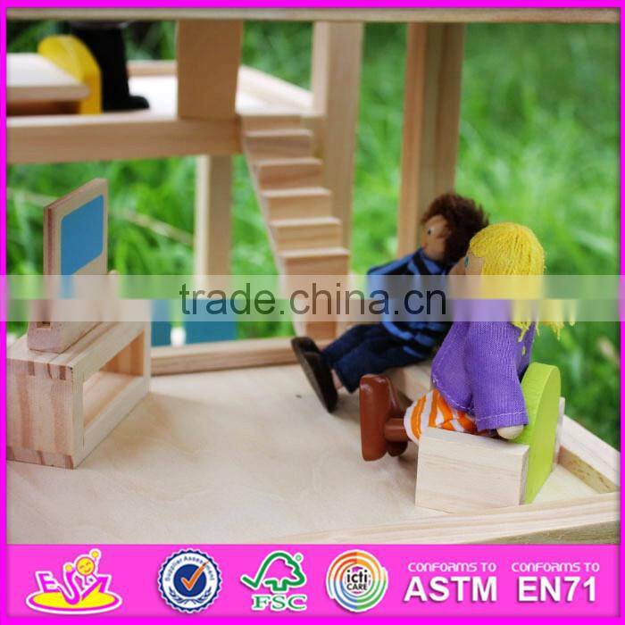 2016 new design baby wooden doll house, top fashion kids wooden doll house, educational children wooden doll house W06A155