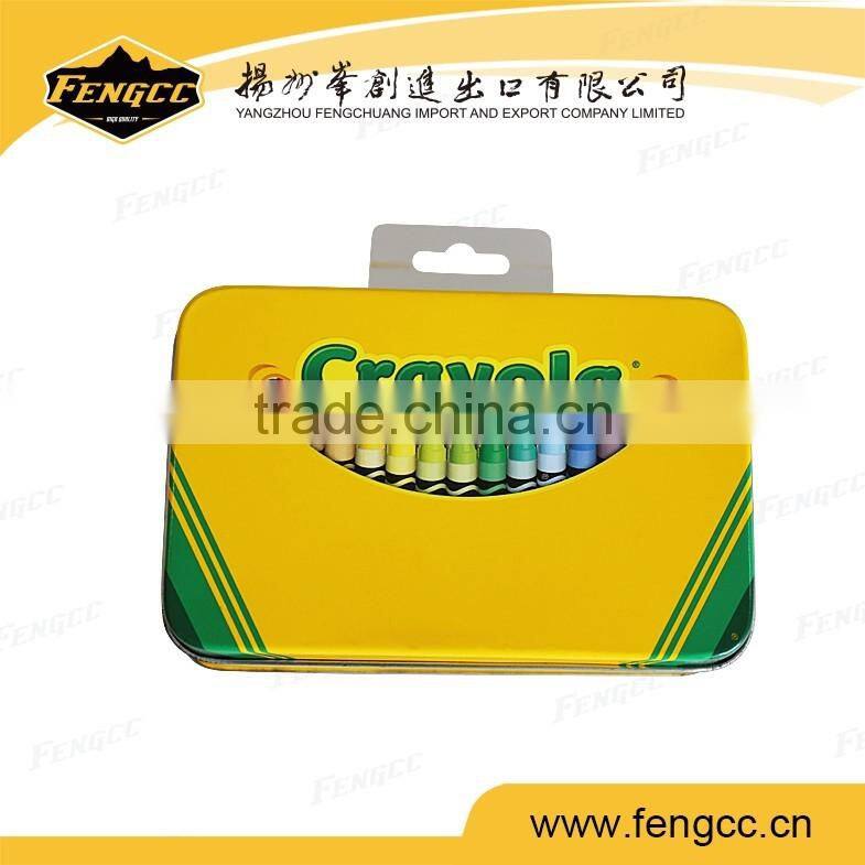 2016 newest design promitional and gift color pencil rectangle tin box with hanger