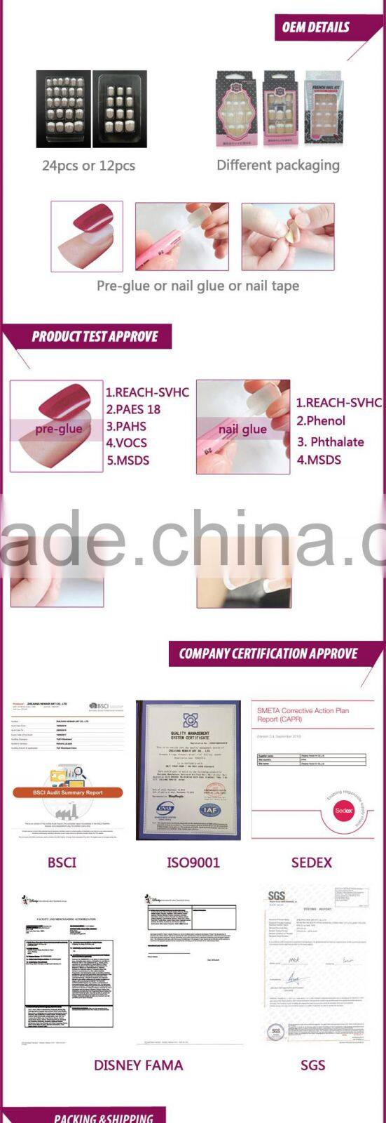 New air Nail Art French Nail Tips With Glue Colorful