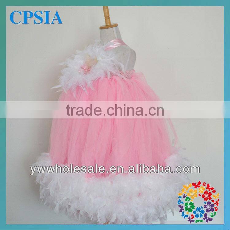New girls rosette dresses kids dresses for weddings birthday evening party feather tutu long dresses set
