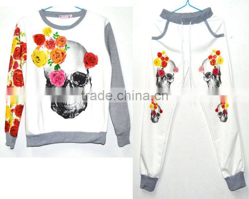 Letter Geometric Print Hoodies Pants Sets Women Sport Wear Loose Suit Tracksuit